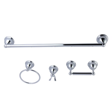 Kingston Brass Restoration 4-Piece Bathroom Hardware, Chrome BAK3961478C